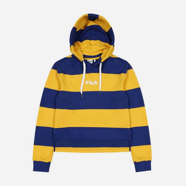 Fila Heritage Striped Women's Hoodies - Yellow/Navy,NZ 710-35270